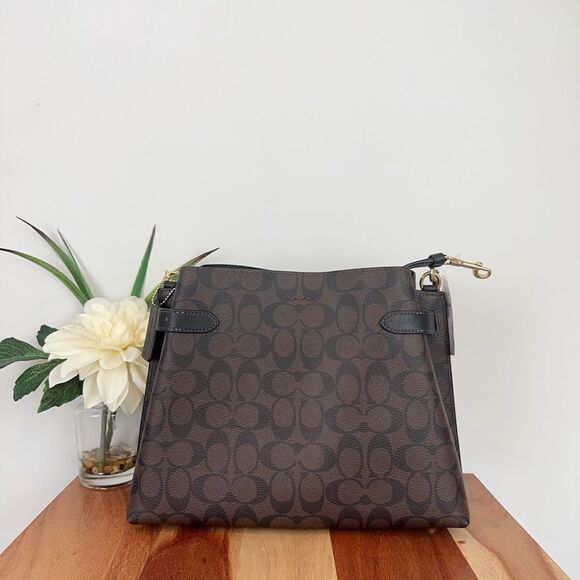 NWT Coach Hanna Shoulder Bag In Signature‎ Canvas - Picture 4 of 8